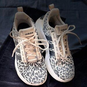 Adidas Cream and Black Sneakers with Intricate Pattern